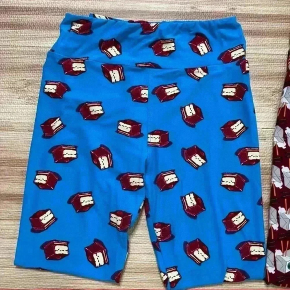 LuLaroe Womens Take Out and Cake Print Leggings Set of 2 One Size - Picture 5 of 10
